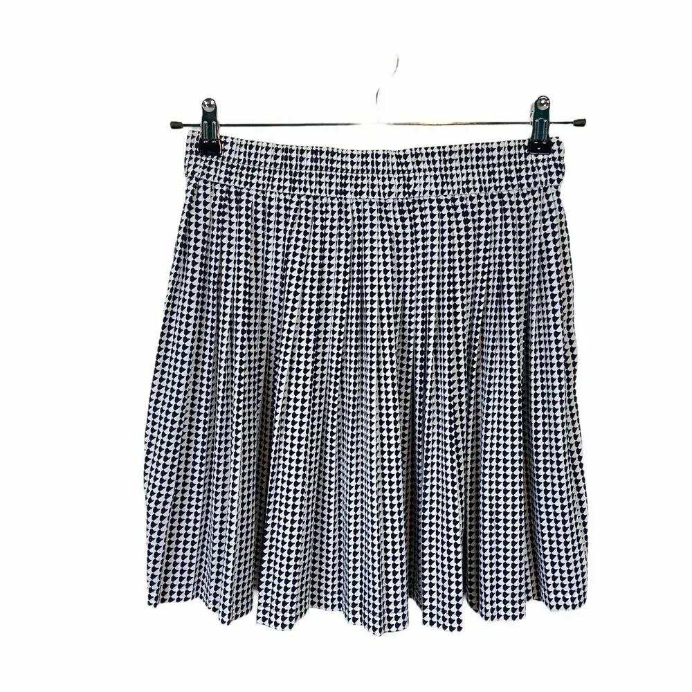 Banana Republic Skirt Preppy Women's Navy White Pleated Elastic Waist Size 6